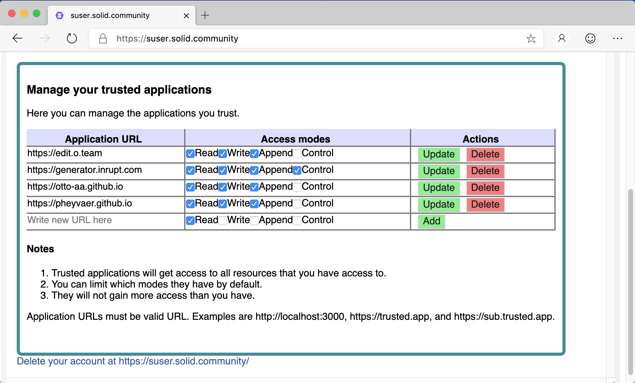 Manage your Trusted Applications table