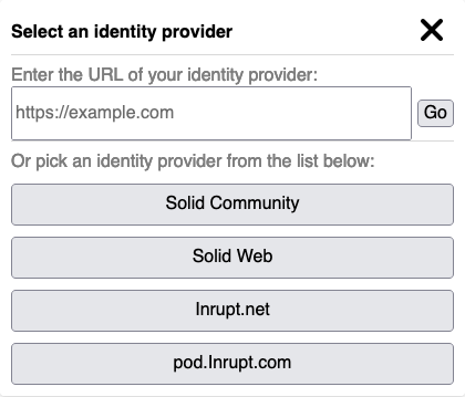 Select your Identity Provider dialog